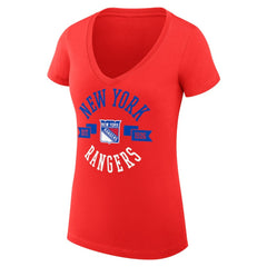 New York Rangers G-III 4Her by Carl Banks Women's Super-Slim Fit Lightweight City Graphic V-Neck T-Shirt - Red | NHL sale