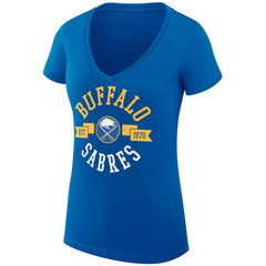 Buffalo Sabres G-III 4Her by Carl Banks Women's Super-Slim Fit Lightweight City Graphic V-Neck T-Shirt - Royal | NHL Lifestyle