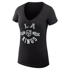 Los Angeles Kings G-III 4Her by Carl Banks Women's Super-Slim Fit Lightweight City Graphic V-Neck T-Shirt - Black | NHL on sale
