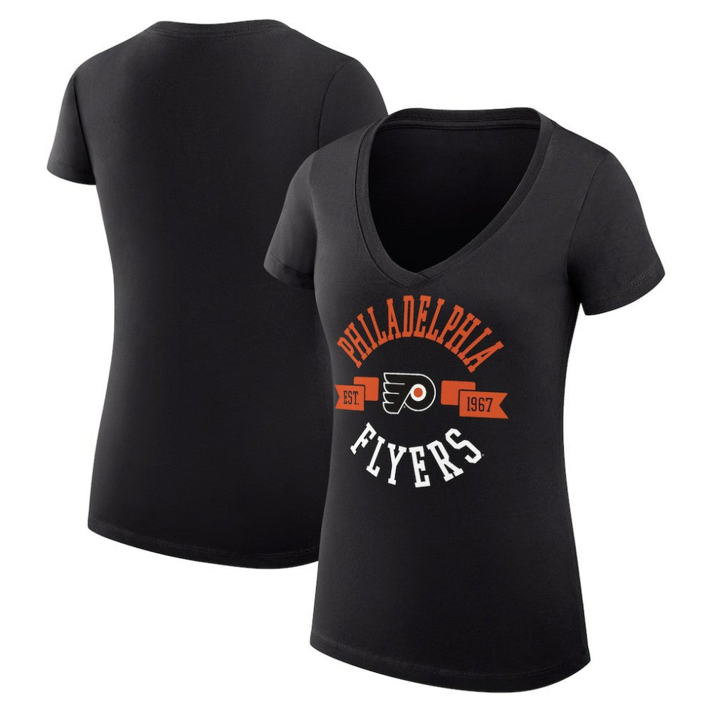 Philadelphia Flyers G-III 4Her by Carl Banks Women's Super-Slim Fit Lightweight City Graphic V-Neck T-Shirt - Black | NHL near me