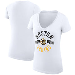 Boston Bruins G-III 4Her by Carl Banks Women's Super-Slim Fit Lightweight City Graphic V-Neck T-Shirt - White | NHL sale