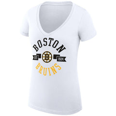 Boston Bruins G-III 4Her by Carl Banks Women's Super-Slim Fit Lightweight City Graphic V-Neck T-Shirt - White | NHL sale