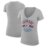 Colorado Avalanche G-III 4Her by Carl Banks Women's Super-Slim Fit Lightweight City Graphic V-Neck T-Shirt - Heather Gray | NHL online