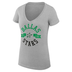 Dallas Stars G-III 4Her by Carl Banks Women's Super-Slim Fit Lightweight City Graphic V-Neck T-Shirt - Heather Gray | NHL Clearance