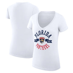 Florida Panthers G-III 4Her by Carl Banks Women's Super-Slim Fit Lightweight City Graphic V-Neck T-Shirt - White | NHL sale