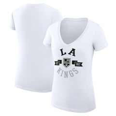 Los Angeles Kings G-III 4Her by Carl Banks Women's Super-Slim Fit Lightweight City Graphic V-Neck T-Shirt - White | NHL sale