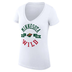 Minnesota Wild G-III 4Her by Carl Banks Women's Super-Slim Fit Lightweight City Graphic V-Neck T-Shirt - White | NHL Clearance