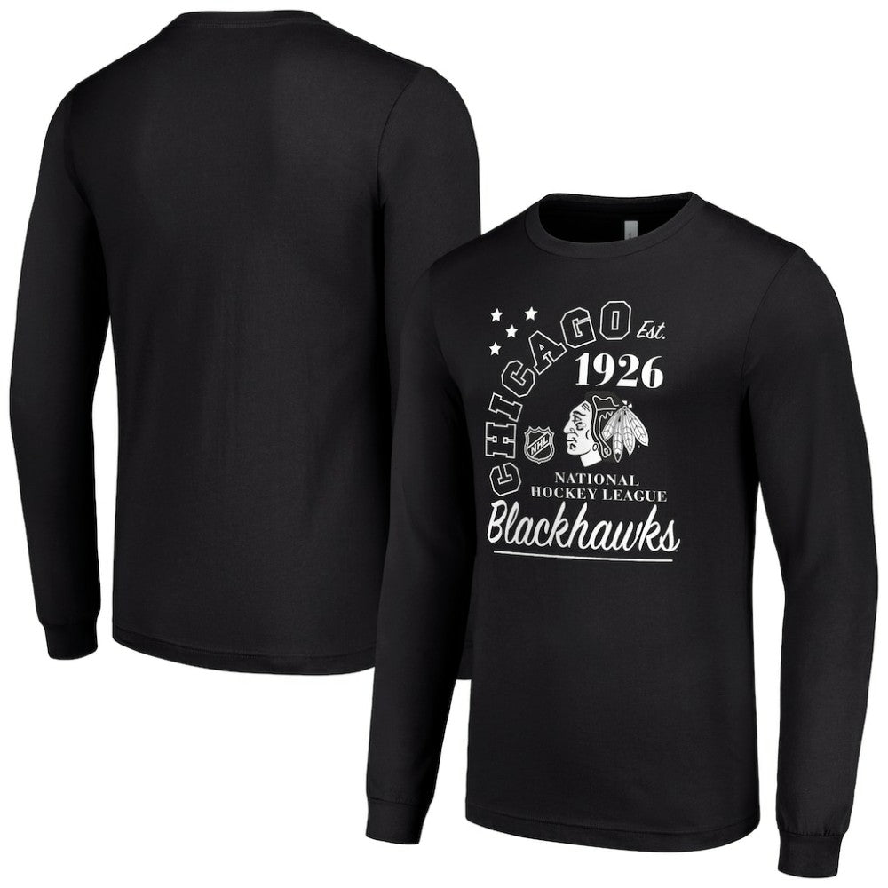 Chicago Blackhawks Starter Arch City Theme Graphic Long Sleeve T-Shirt - Black | NHL Clearance