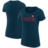 Montreal Canadiens G-III 4Her by Carl Banks Women's Super-Slim Fit Lightweight Dot Print Team T-Shirt - Navy | NHL Lifestyle