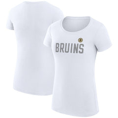 Boston Bruins G-III 4Her by Carl Banks Women's Super-Slim Fit Lightweight Dot Print Team T-Shirt - White | NHL sale