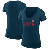 Montreal Canadiens G-III 4Her by Carl Banks Women's Super-Slim Fit Lightweight Dot Print Team V-Neck T-Shirt - Navy | NHL online