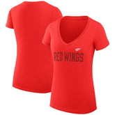 Detroit Red Wings G-III 4Her by Carl Banks Women's Super-Slim Fit Lightweight Dot Print Team V-Neck T-Shirt - Red | NHL discount