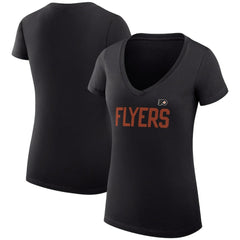 Philadelphia Flyers G-III 4Her by Carl Banks Women's Super-Slim Fit Lightweight Dot Print Team V-Neck T-Shirt - Black | NHL Lifestyle