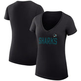 San Jose Sharks G-III 4Her by Carl Banks Women's Super-Slim Fit Lightweight Dot Print Team V-Neck T-Shirt - Black | NHL sale