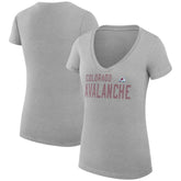 Colorado Avalanche G-III 4Her by Carl Banks Women's Super-Slim Fit Lightweight Dot Print Team V-Neck T-Shirt - Heather Gray | NHL Lifestyle