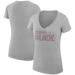 Colorado Avalanche G-III 4Her by Carl Banks Women's Super-Slim Fit Lightweight Dot Print Team V-Neck T-Shirt - Heather Gray | NHL Lifestyle