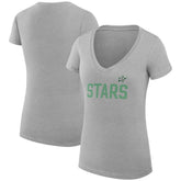 Dallas Stars G-III 4Her by Carl Banks Women's Super-Slim Fit Lightweight Dot Print Team V-Neck T-Shirt - Heather Gray | NHL on sale