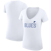 St. Louis Blues G-III 4Her by Carl Banks Women's Super-Slim Fit Lightweight Dot Print Team V-Neck T-Shirt - White | NHL sale