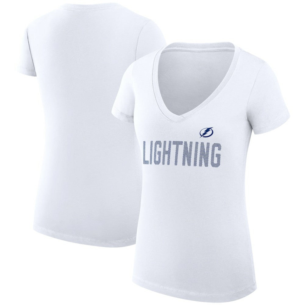Tampa Bay Lightning G-III 4Her by Carl Banks Women's Super-Slim Fit Lightweight Dot Print Team V-Neck T-Shirt - White | NHL on sale