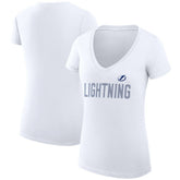 Tampa Bay Lightning G-III 4Her by Carl Banks Women's Super-Slim Fit Lightweight Dot Print Team V-Neck T-Shirt - White | NHL on sale