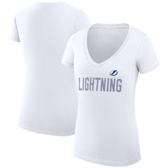 Tampa Bay Lightning G-III 4Her by Carl Banks Women's Super-Slim Fit Lightweight Dot Print Team V-Neck T-Shirt - White | NHL on sale