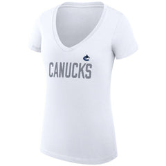 Vancouver Canucks G-III 4Her by Carl Banks Women's Super-Slim Fit Lightweight Dot Print Team V-Neck T-Shirt - White | NHL near me