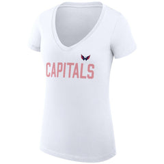Washington Capitals G-III 4Her by Carl Banks Women's Super-Slim Fit Lightweight Dot Print Team V-Neck T-Shirt - White | NHL online