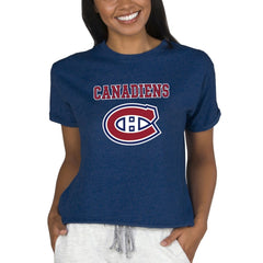 Montreal Canadiens Concepts Sport Women's Tri-Blend Mainstream Terry Short Sleeve Sweatshirt Top - Navy | NHL online