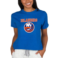 New York Islanders Concepts Sport Women's Tri-Blend Mainstream Terry Short Sleeve Sweatshirt Top - Royal | NHL online