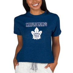 Toronto Maple Leafs Concepts Sport Women's Tri-Blend Mainstream Terry Short Sleeve Sweatshirt Top - Navy | NHL Lifestyle