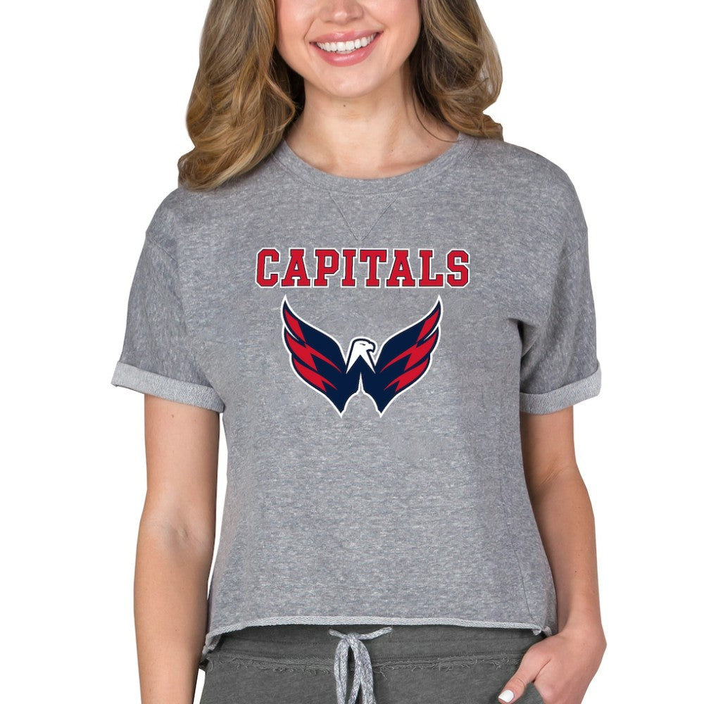 Washington Capitals Concepts Sport Women's Tri-Blend Mainstream Terry Short Sleeve Sweatshirt Top - Heather Gray | NHL discount