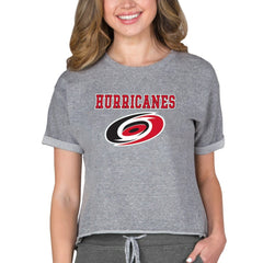 Carolina Hurricanes Concepts Sport Women's Tri-Blend Mainstream Terry Short Sleeve Sweatshirt Top - Heather Gray | NHL on sale