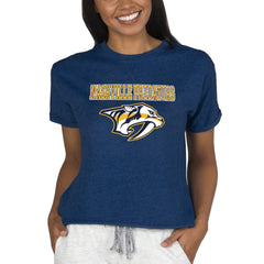 Nashville Predators Concepts Sport Women's Tri-Blend Mainstream Terry Short Sleeve Sweatshirt Top - Navy | NHL online
