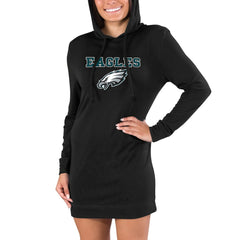 Philadelphia Eagles Concepts Sport Women's Gather Long Sleeve Hoodie Nightshirt - Black - NFL