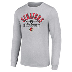 Ottawa Senators Starter Puck Long Sleeve T-Shirt - Heather Gray | NHL Lifestyle