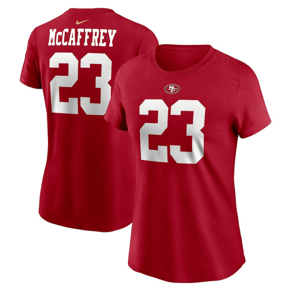 Christian McCaffrey San Francisco 49ers Women's Player Name & Number T-Shirt - Scarlet - Nike
