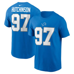 Aidan Hutchinson Detroit Lions Name & Number T-Shirt - Blue - Nike