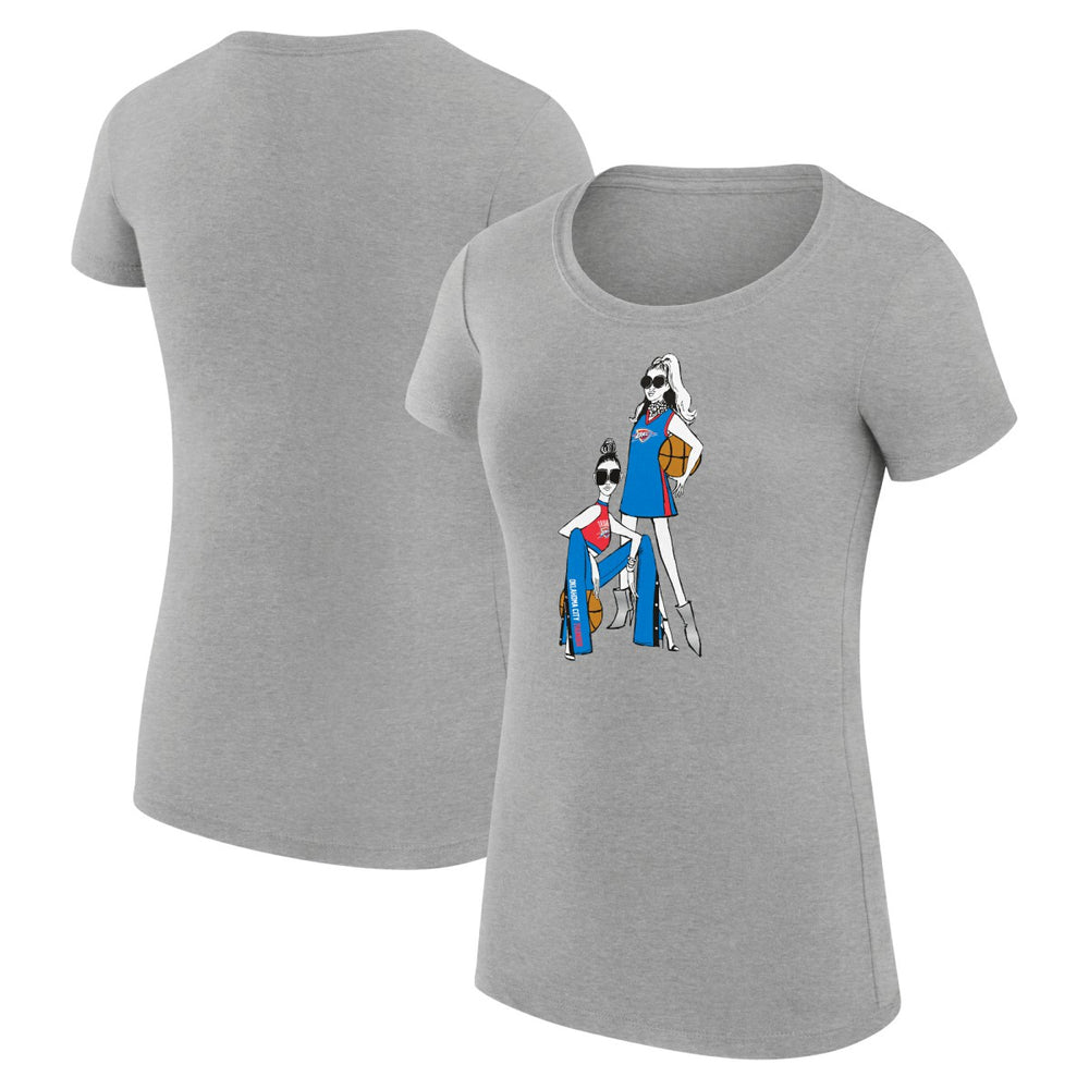 Oklahoma City Thunder G-III 4Her by Carl Banks Women's Super-Slim Fit Lightweight Basketball Girls T-Shirt Heather Gray