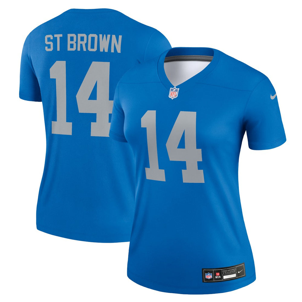 Amon-Ra St. Brown Detroit Lions Women's Alternate Legend Player Performance Top - Blue - Nike
