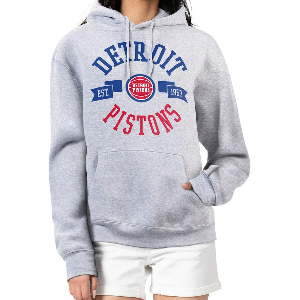 Detroit Pistons G-III 4Her by Carl Banks Women's City Pullover Hoodie Heather Gray