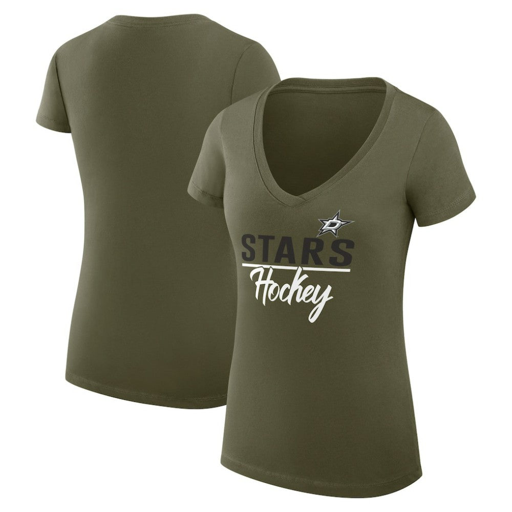 Dallas Stars G-III 4Her by Carl Banks Women's Super-Slim Fit Lightweight Team Sport V-Neck T-Shirt - Olive | NHL Clearance