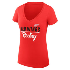 Detroit Red Wings G-III 4Her by Carl Banks Women's Super-Slim Fit Lightweight Graphic V-Neck T-Shirt - Red | NHL on sale