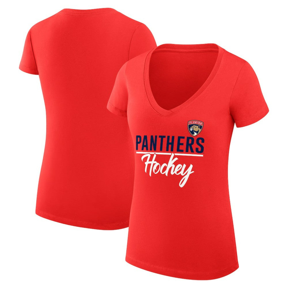 Florida Panthers G-III 4Her by Carl Banks Women's Super-Slim Fit Lightweight Graphic V-Neck T-Shirt - Red | NHL sale