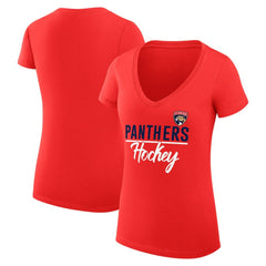 Florida Panthers G-III 4Her by Carl Banks Women's Super-Slim Fit Lightweight Graphic V-Neck T-Shirt - Red | NHL sale