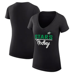 Dallas Stars G-III 4Her by Carl Banks Women's Super-Slim Fit Lightweight Graphic V-Neck T-Shirt - Black | NHL sale