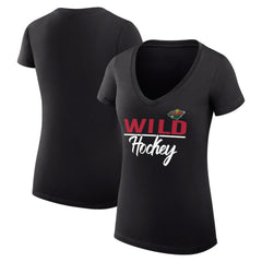 Minnesota Wild G-III 4Her by Carl Banks Women's Super-Slim Fit Lightweight Graphic V-Neck T-Shirt - Black | NHL Clearance