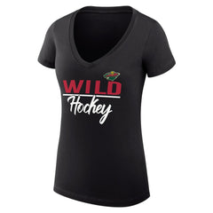 Minnesota Wild G-III 4Her by Carl Banks Women's Super-Slim Fit Lightweight Graphic V-Neck T-Shirt - Black | NHL Clearance