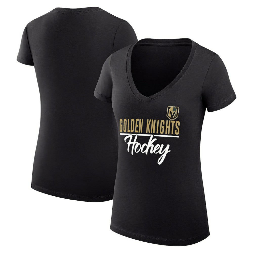 Vegas Golden Knights G-III 4Her by Carl Banks Women's Super-Slim Fit Lightweight Graphic V-Neck T-Shirt - Black | NHL online