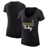 Vegas Golden Knights G-III 4Her by Carl Banks Women's Super-Slim Fit Lightweight Graphic V-Neck T-Shirt - Black | NHL online