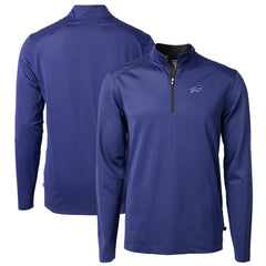 Buffalo Bills Cutter & Buck Virtue Eco Pique Micro Stripe Recycled Quarter-Zip Pullover Top - Royal/Black - NFL
